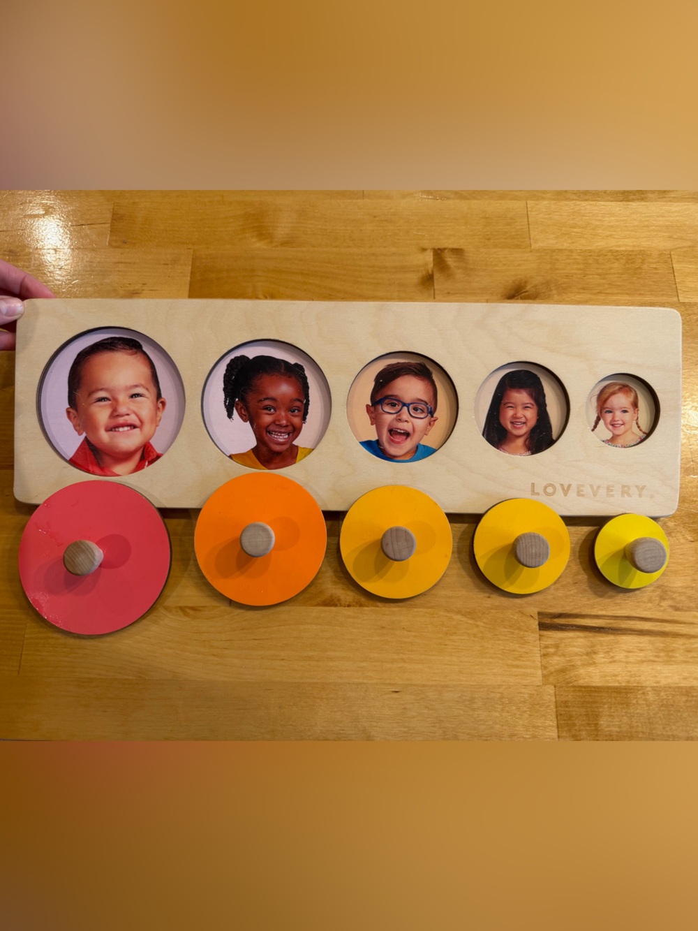 Lovevery Colorful Yellow and Orange Wooden Peg Set - Home Party Supplies